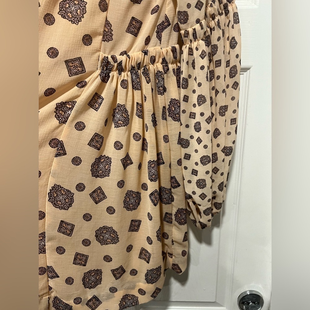 Free People Turn Turn Balloon Sleeve Printed Mini Swing Dress Size Small - Picture 5 of 7